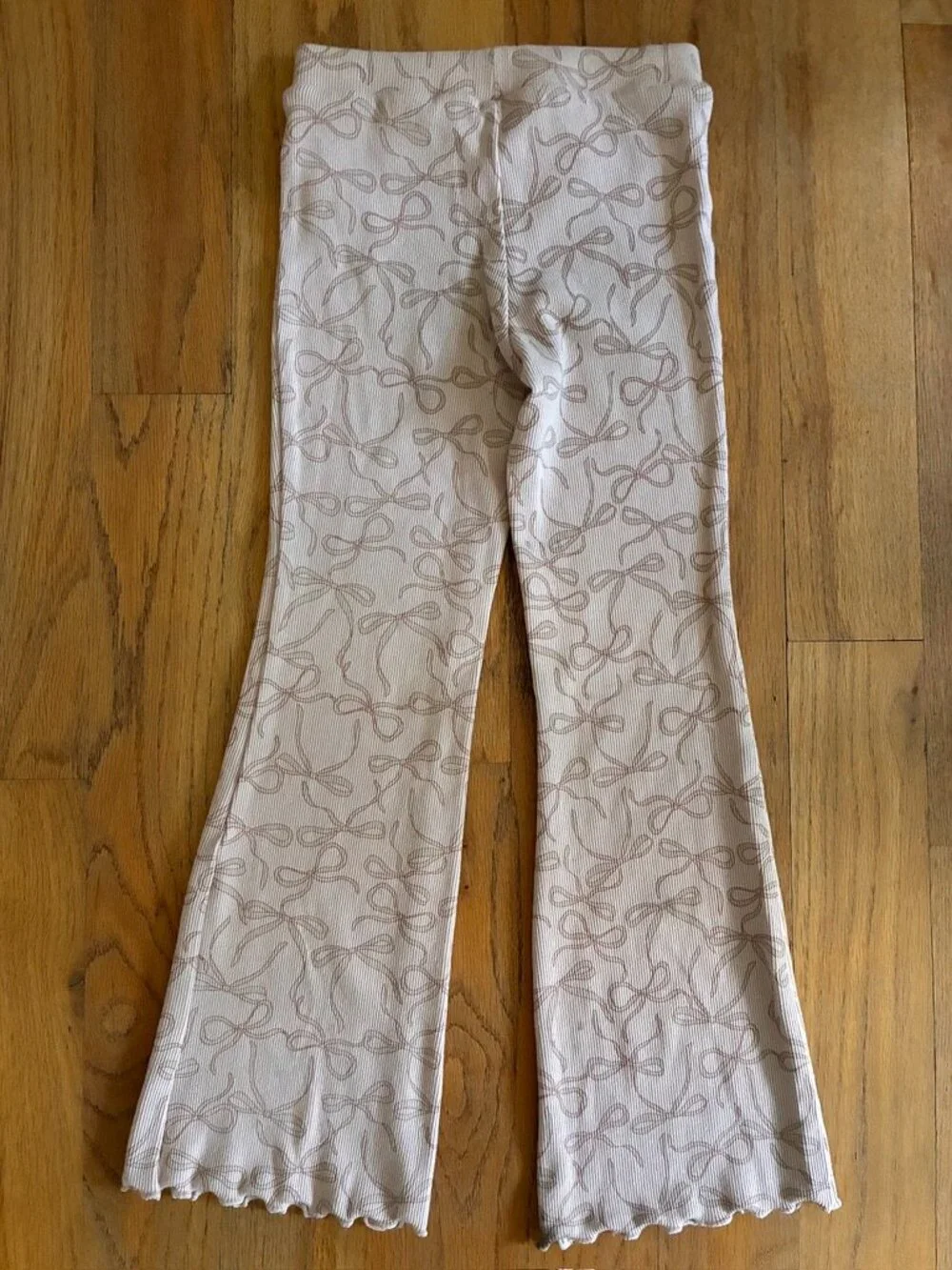 H&M Pink Bow Print Flared Leggings Girls 7-8